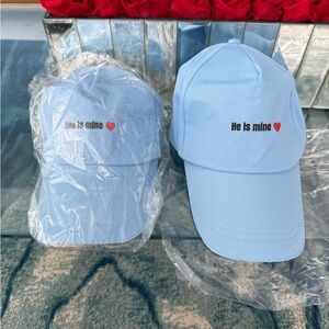 Matching Light Blue Caps with Heart Design for couture